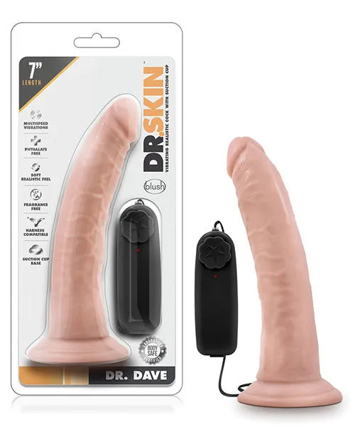 Dr Skin Female Sex Toys Dr Skin Silver Collection Dr Dave Vibrating Dildo with Suction Cup and Wired Remote Control 7in Vanilla Dr Skin Female Sex Toys Dr Skin Silver Collection Dr Dave Vibrating Dildo with Suction Cup and Wired Remote Control 7in Vanilla