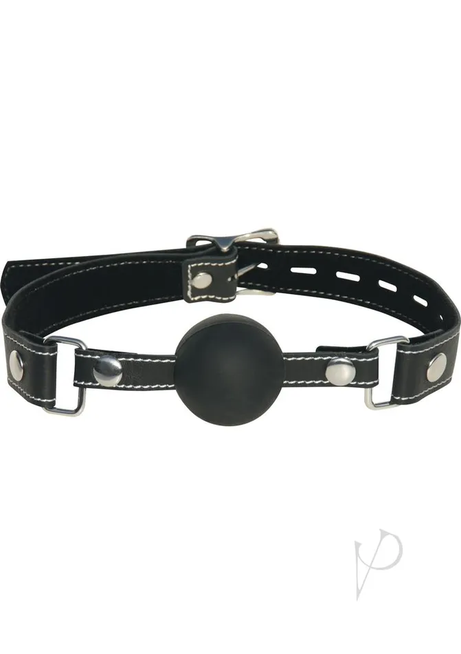 Edge Silicone Ball Gag with Adjustable Leather Strap Black Edge Restraints