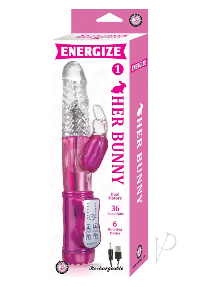 Energize Her Bunny 1 Dual Motors Rechargeable Rabbit Vibrator Pink Energize Vibrators Energize Her Bunny 1 Dual Motors Rechargeable Rabbit Vibrator Pink Energize Vibrators