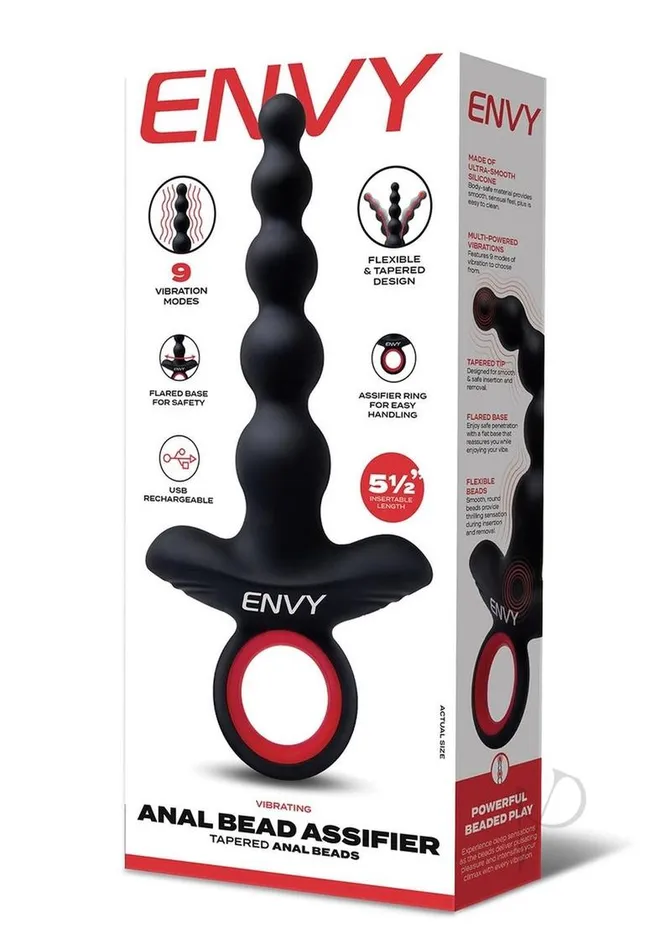 Envy Toys Anal Envy Vibrating Silicone Rechargeable Anal Bead Assifier Black Envy Toys Anal Envy Vibrating Silicone Rechargeable Anal Bead Assifier Black
