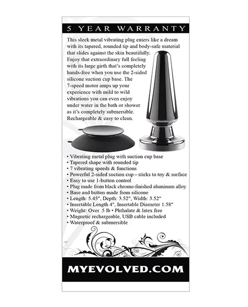 Evolved Advanced Metal Plug Rechargeable Vibrating Anal Plug Black Anal