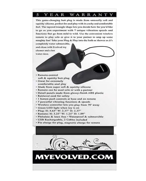 Evolved Anal Evolved Plug Play Remote Anal Plug Black