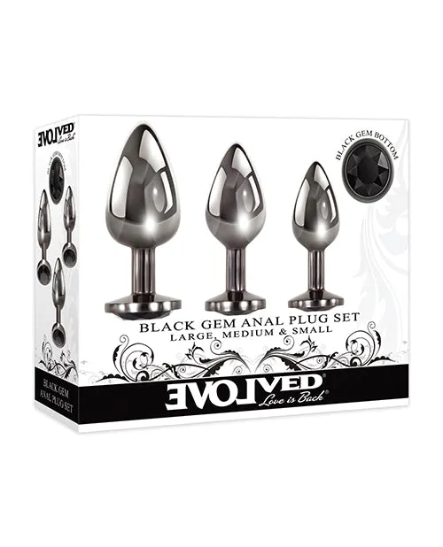 Evolved Black Gem Anal Plug Set 3 piece set Anal