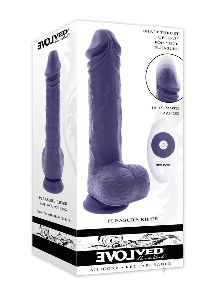 Evolved Female Sex Toys Pleasure Rider Rechargeable Silicone Thrusting Vibrating Dildo with Remote Control Purple Evolved Female Sex Toys Pleasure Rider Rechargeable Silicone Thrusting Vibrating Dildo with Remote Control Purple
