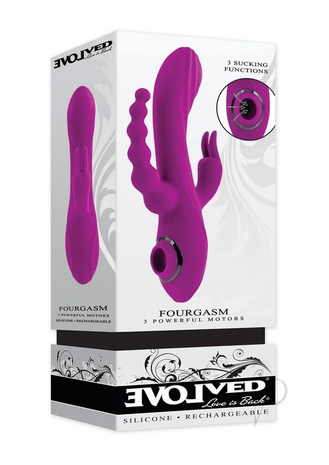 Evolved Vibrators Fourgasm Rechargeable Silicone Multi Stimulator Rabbit Vibrator Purple Evolved Vibrators Fourgasm Rechargeable Silicone Multi Stimulator Rabbit Vibrator Purple