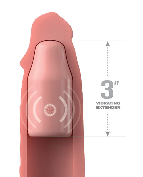 Fantasy XTensions Elite Silicone Vibrating 9in Sleeve with 3in Plug and Remote Control Vanilla Fantasy X Tensions Male Sex Toys