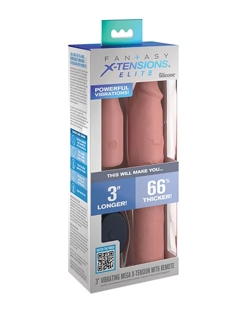 Fantasy XTensions Elite Silicone Vibrating 9in Sleeve with 3in Plug and Remote Control Vanilla Fantasy X Tensions Male Sex Toys