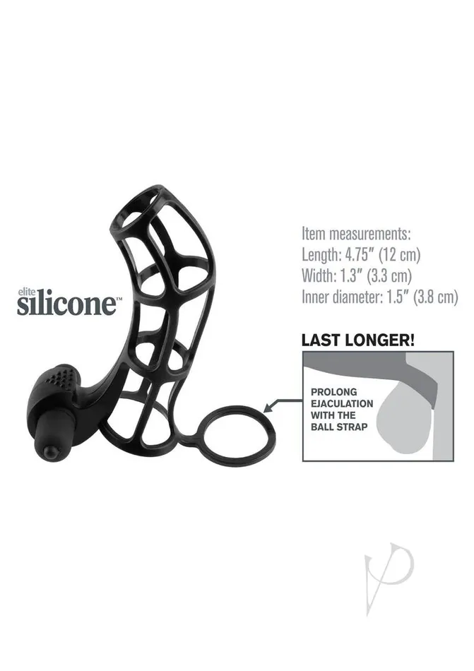 Fantasy X Tensions Male Sex Toys Fantasy XTensions Silicone Deluxe Power Vibrating Cock Cage Black