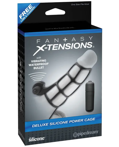 Fantasy X Tensions Male Sex Toys Fantasy XTensions Silicone Deluxe Power Vibrating Cock Cage Black