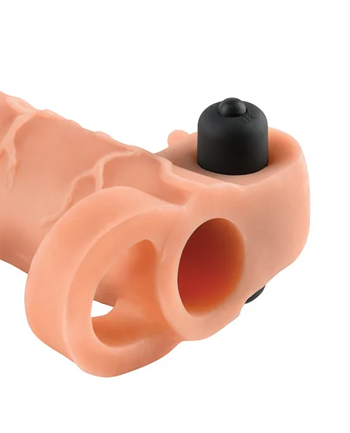 Fantasy XTensions Vibrating Real Feel 2in Extension Sleeve 65in Vanilla Fantasy X Tensions Male Sex Toys