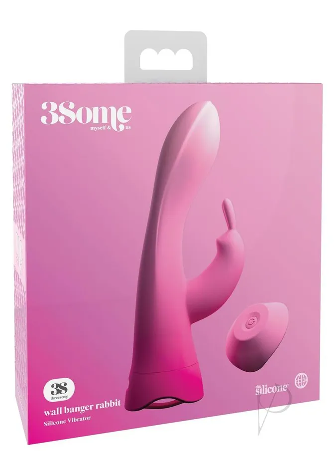 Female Sex Toys 3 Some 3Some Wall Banger Rabbit Silicone Vibrator USB Rechargeable Suction Cup Wireless Remote Splashproof Pink Female Sex Toys 3 Some 3Some Wall Banger Rabbit Silicone Vibrator USB Rechargeable Suction Cup Wireless Remote Splashproof Pink