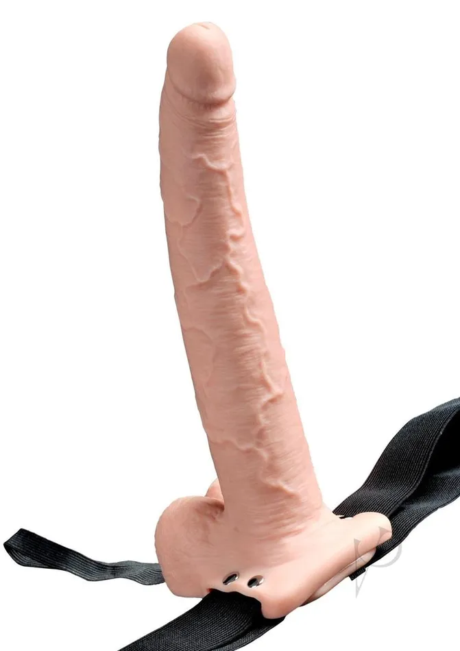Female Sex Toys Fetish Fantasy Series Hollow Rechargeable StrapOn Dildo with Balls and Harness 9in Vanilla Fetish Fantasy Series