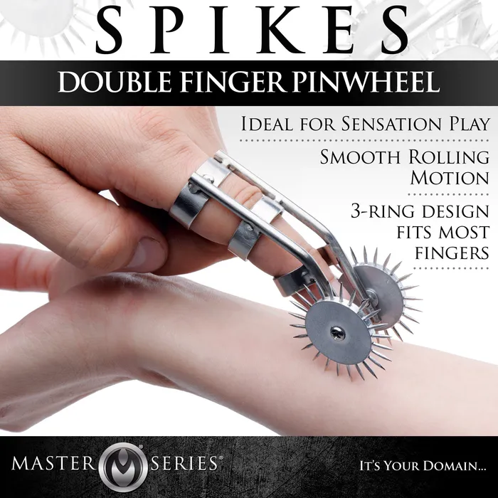 Female Sex Toys Master Series Spikes Double Finger Pinwheel