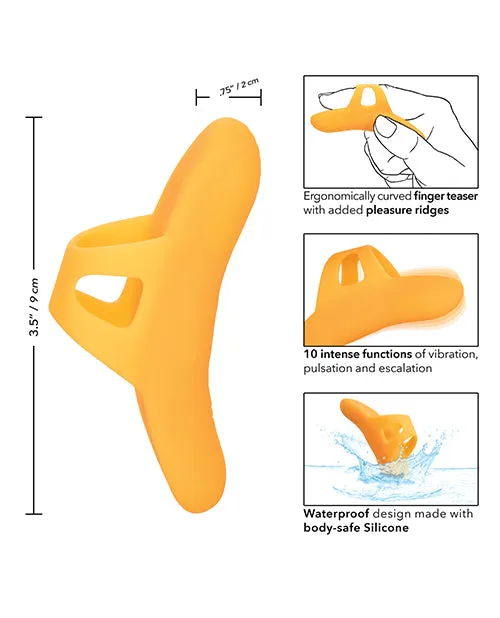 Female Sex Toys Neon Vibes Neon Vibes The Pleasure Vibe Rechargeable Silicone Finger Vibrator Orange
