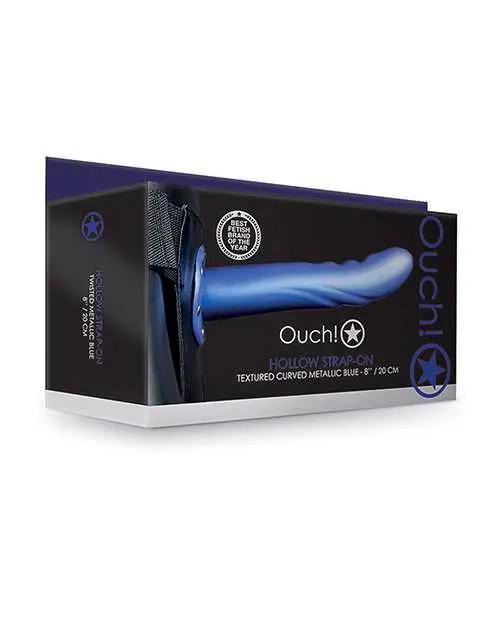 Female Sex Toys Ouch Shots Ouch 8 Textured Curved Hollow Strap On Metallic Blue Female Sex Toys Ouch Shots Ouch 8 Textured Curved Hollow Strap On Metallic Blue