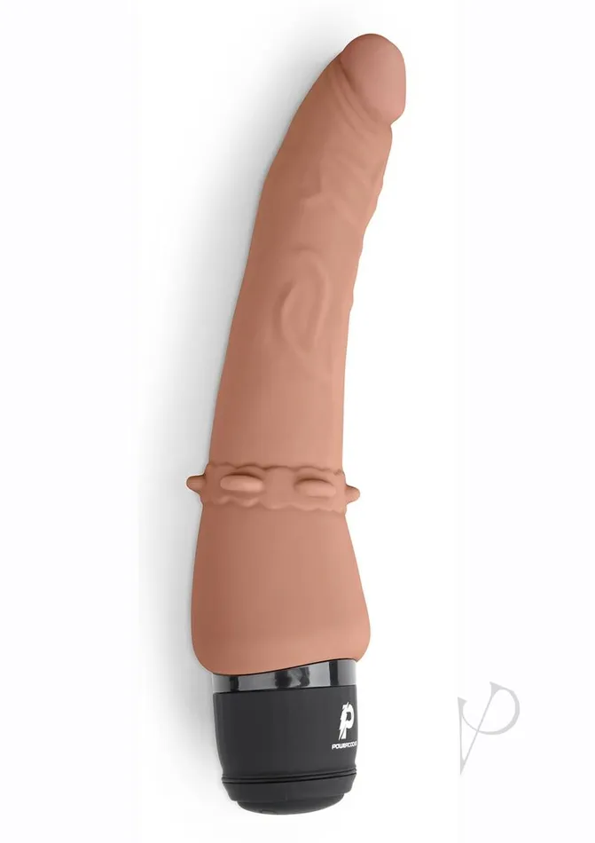 Female Sex Toys Powercocks Powercocks Silicone Rechargeable Slim Anal Realistic Vibrator 7in Caramel