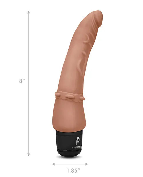 Female Sex Toys Powercocks Powercocks Silicone Rechargeable Slim Anal Realistic Vibrator 7in Caramel