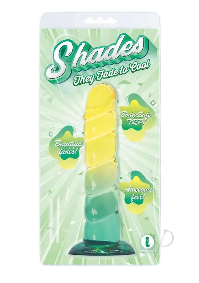 Female Sex Toys Shades Shades Swirl Dildo with Suction Cup 75in YellowMint Green Female Sex Toys Shades Shades Swirl Dildo with Suction Cup 75in YellowMint Green