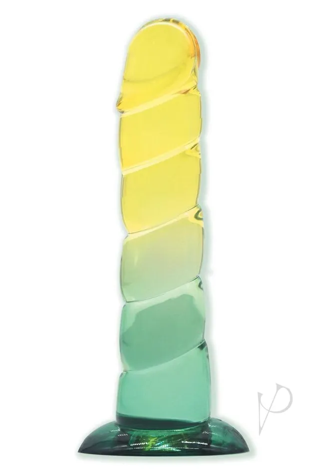 Female Sex Toys Shades Shades Swirl Dildo with Suction Cup 75in YellowMint Green