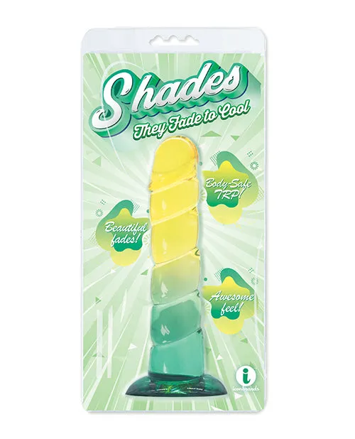 Female Sex Toys Shades Shades Swirl Dildo with Suction Cup 75in YellowMint Green