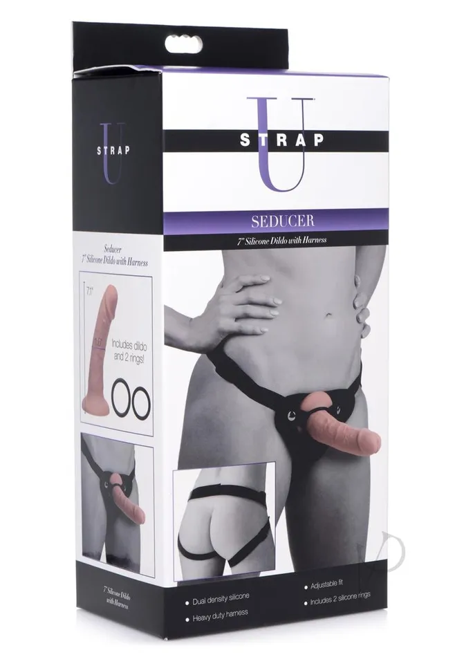 Female Sex Toys Strap U StrapU Seducer Silicone Dildo with Harness 7in Vanilla Female Sex Toys Strap U StrapU Seducer Silicone Dildo with Harness 7in Vanilla