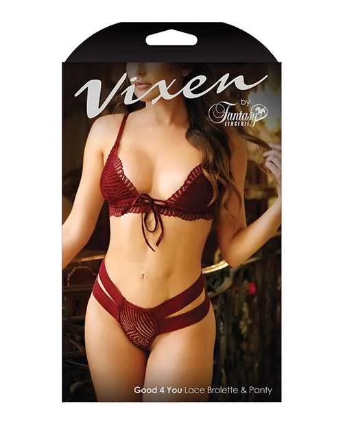 Female Sex Toys Vixen Good 4 You Lace Triangle Bralette Panty Burgundy LXL Vixen By Fantasy Lingerie Female Sex Toys Vixen Good 4 You Lace Triangle Bralette Panty Burgundy LXL Vixen By Fantasy Lingerie