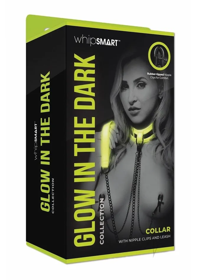 Female Sex Toys Whipsmart WhipSmart Glow in the Dark Collar with Nipple Clips and Leash Green Female Sex Toys Whipsmart WhipSmart Glow in the Dark Collar with Nipple Clips and Leash Green