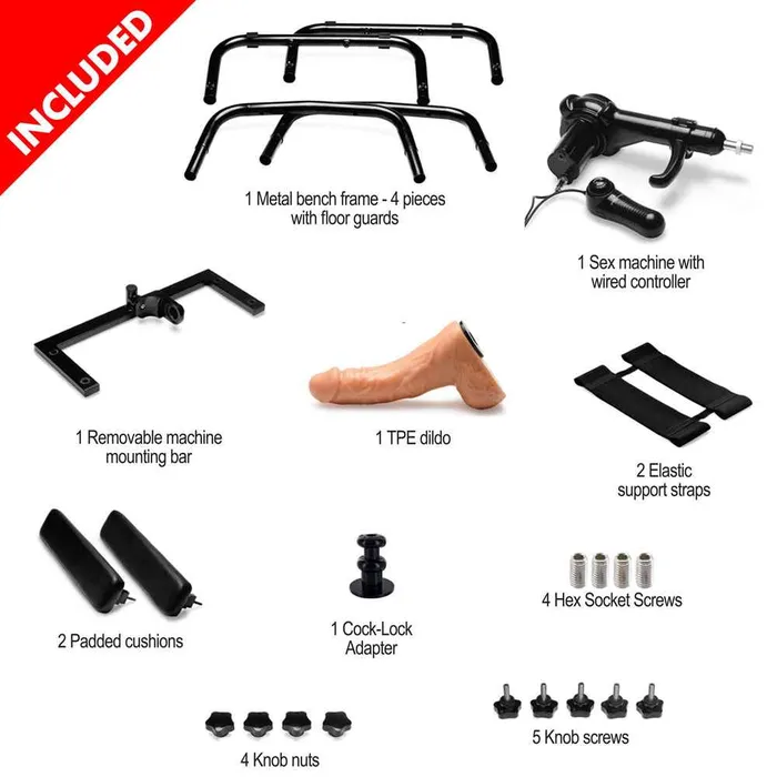 Female Sex Toys Wild Night Fantasies LoveBotz Bangin Bench Deluxe with Sex Machine
