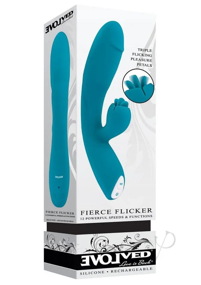 Fierce Flicker Rechargeable Silicone Rabbit Vibrator Blue Evolved Female Sex Toys Fierce Flicker Rechargeable Silicone Rabbit Vibrator Blue Evolved Female Sex Toys