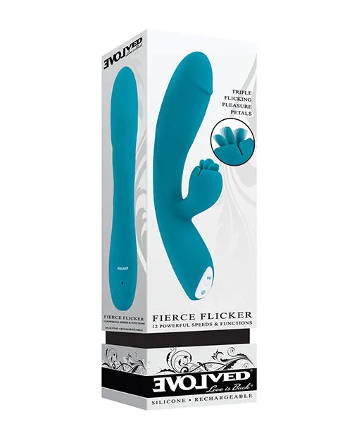 Fierce Flicker Rechargeable Silicone Rabbit Vibrator Blue Evolved Female Sex Toys