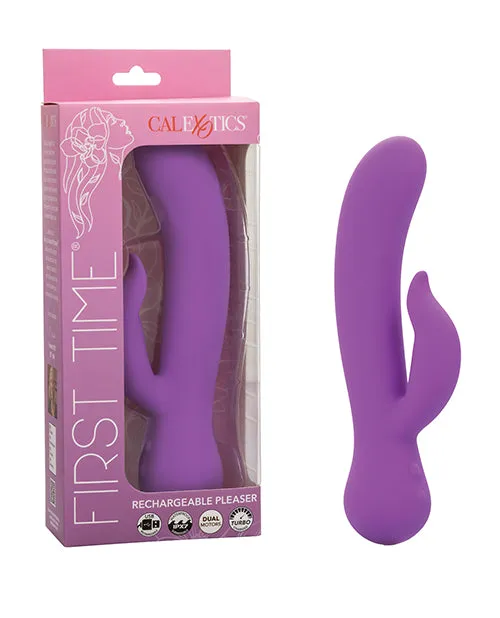 First Time Silicone Rechargeable Pleaser Rabbit Vibrator Purple First Time Vibrators