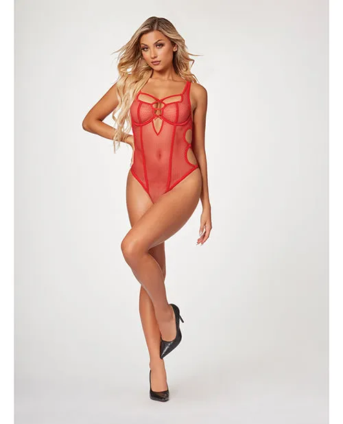 Fishnet Strappy High Cut Leg Teddy Red XL Seven Til Midnight Vibrators Fishnet Strappy High Cut Leg Teddy Red XL Seven Til Midnight Vibrators