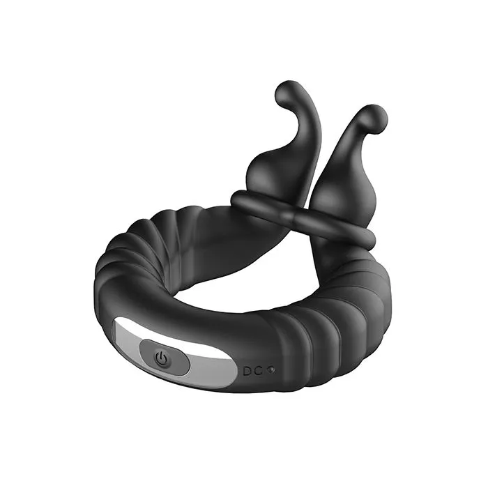 Forto Male Sex Toys F24 Textured Vibrating Cock Ring Black