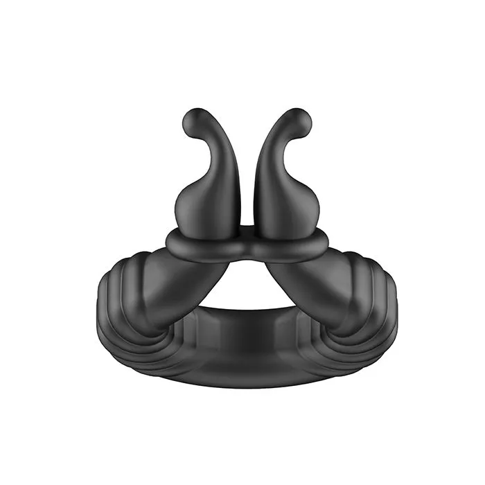 Forto Male Sex Toys F24 Textured Vibrating Cock Ring Black