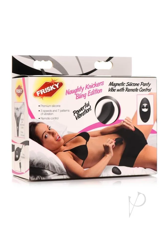 Frisky Naughty Knickers Bling Edition Silicone Panty Vibe with Remote Control Black Frisky Female Sex Toys