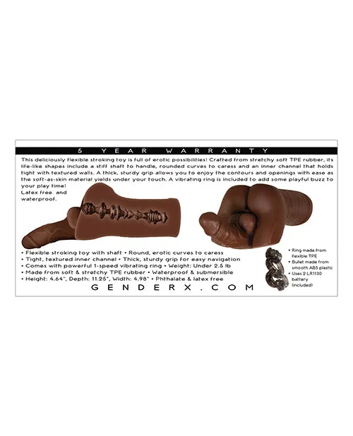 Gender X Male Sex Toys Gender X Backdoor Bash Stroker with Vibrating Cock Ring Chocolate