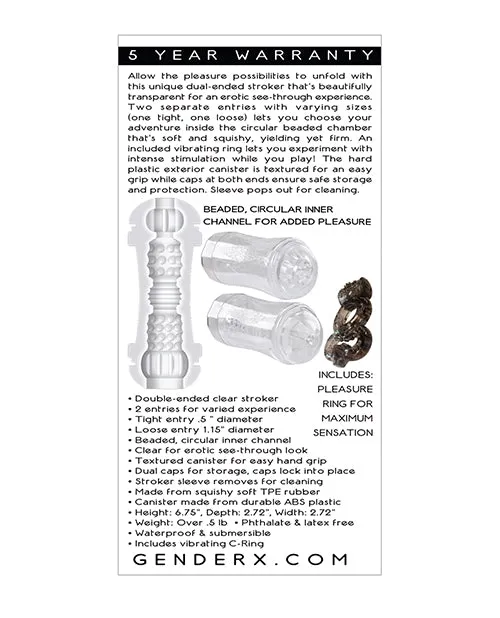 Gender X Male Sex Toys Gender X Double Fantasy Dual End Stroker Clear