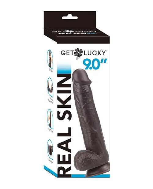 Get Lucky Dildos Get Lucky 90 Real Skin Series Dark Brown