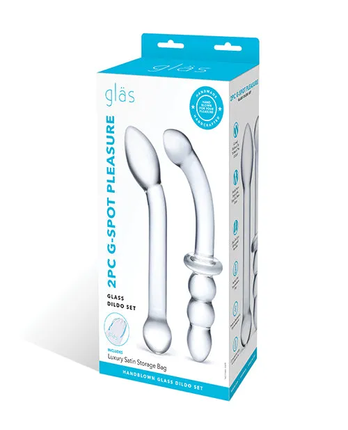 Glas Glas GSpot Pleasure Dildo Set 2 piece Clear Dildos Glas Glas GSpot Pleasure Dildo Set 2 piece Clear Dildos