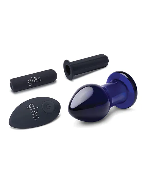 Glas Glas RechargeableVibrating Glass Butt Plug with Remote Control 35in Blue Anal Glas Glas RechargeableVibrating Glass Butt Plug with Remote Control 35in Blue Anal