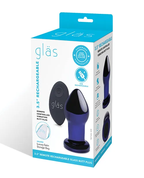 Glas Glas RechargeableVibrating Glass Butt Plug with Remote Control 35in Blue Anal Glas Glas RechargeableVibrating Glass Butt Plug with Remote Control 35in Blue Anal