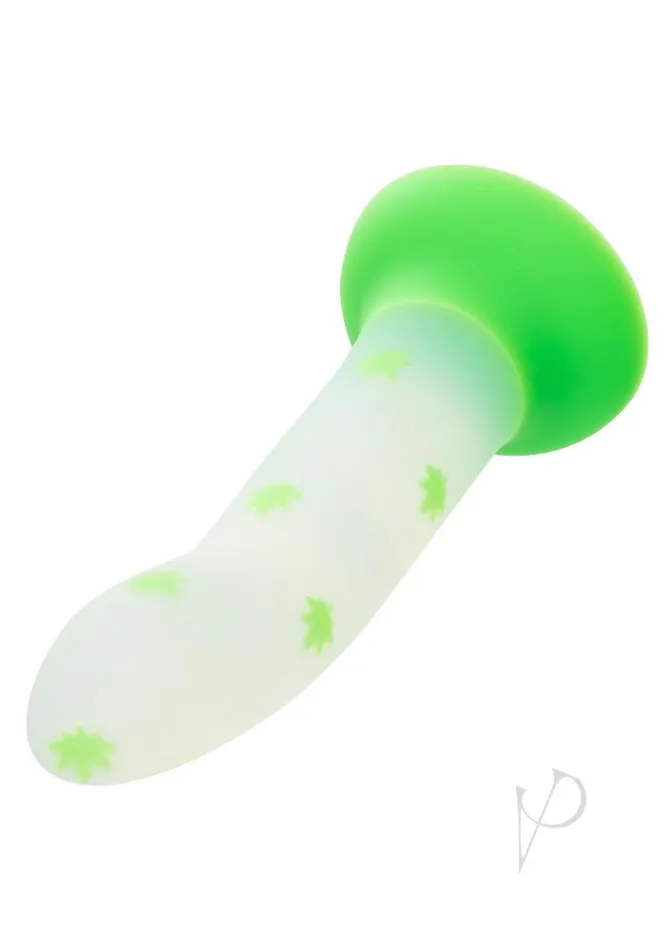 Glow Stick Female Sex Toys Glow Stick Leaf Silicone Glow in the Dark Dildo with Suction Base Green