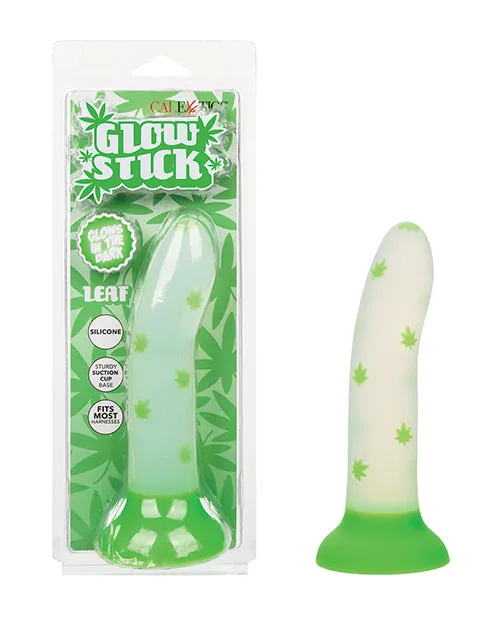 Glow Stick Female Sex Toys Glow Stick Leaf Silicone Glow in the Dark Dildo with Suction Base Green