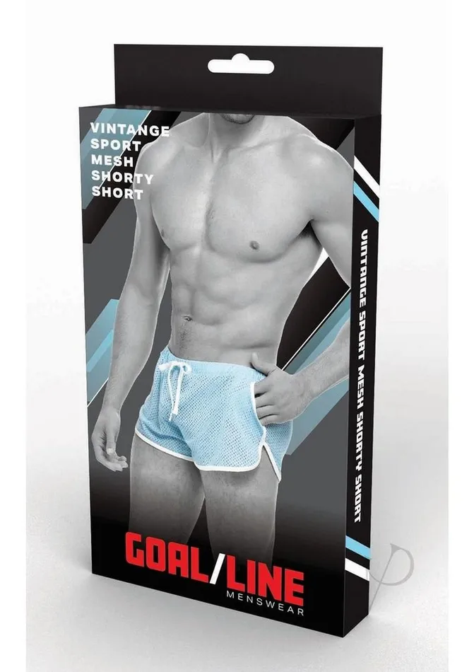 Goal Line Anal Goal Line Side Split Mesh Booty Shorts LargeXLarge Blue