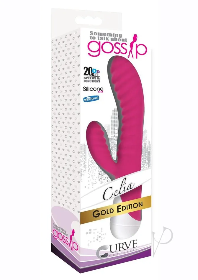 Gossip Celia 20x Ribbed Silicone Rabbit Vibrator Pink Gossip Vibrators