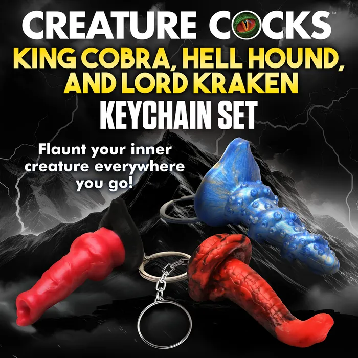 HellHound Lord Kraken King Cobra Silicone Keychain Set Creature Cocks Female Sex Toys