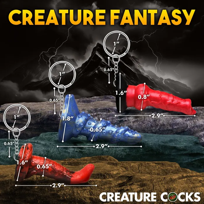 HellHound Lord Kraken King Cobra Silicone Keychain Set Creature Cocks Female Sex Toys