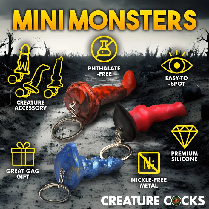 HellHound Lord Kraken King Cobra Silicone Keychain Set Creature Cocks Female Sex Toys