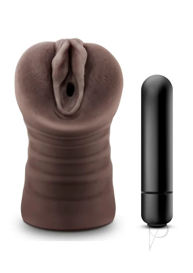 Hot Chocolate Brianna Vibrating Masturbator with Bullet Pussy Chocolate Hot Chocolate Male Sex Toys