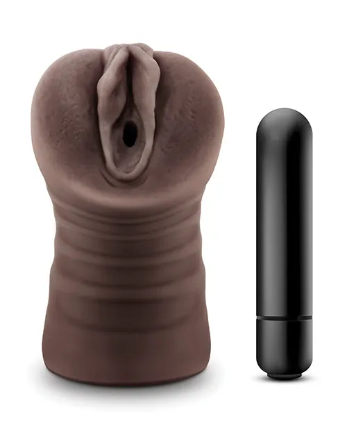 Hot Chocolate Brianna Vibrating Masturbator with Bullet Pussy Chocolate Hot Chocolate Male Sex Toys